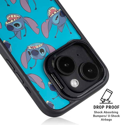 Disney Lilo and Stitch Face Expression Pattern iPhone 14 Plus Kickstand Case