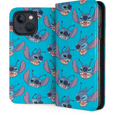 Disney Lilo and Stitch Face Expression Pattern iPhone 15 Folio Case