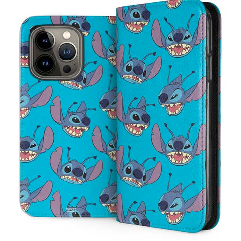 Disney Lilo and Stitch Face Expression Pattern iPhone 15 Pro Folio Case