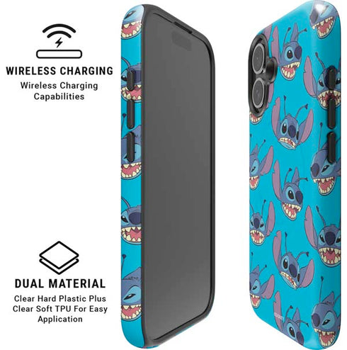 Disney Lilo and Stitch Face Expression Pattern iPhone 16 Magsafe Impact Case