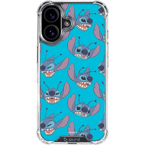 Disney Lilo and Stitch Face Expression Pattern iPhone 16 Plus Clear Case