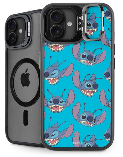 Disney Lilo and Stitch Face Expression Pattern iPhone 16 Plus Kickstand Case