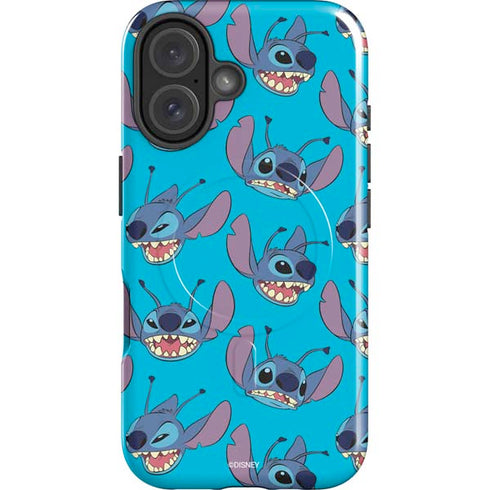 Disney Lilo and Stitch Face Expression Pattern iPhone 16 Plus Magsafe Impact Case