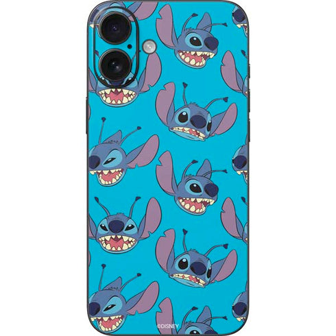 Disney Lilo and Stitch Face Expression Pattern iPhone 16 Plus Skin
