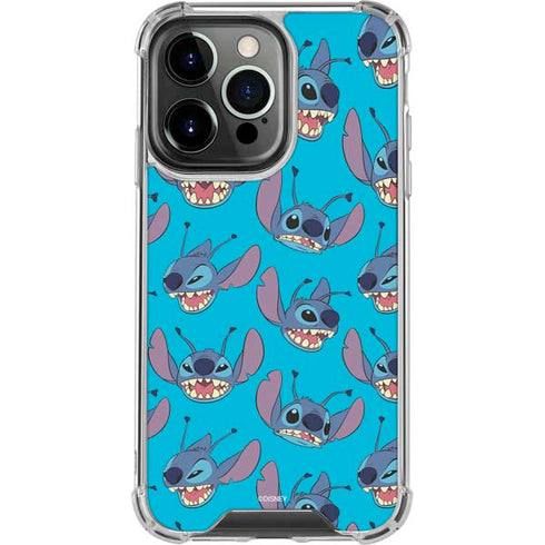 Disney Lilo and Stitch Face Expression Pattern iPhone 16 Pro Clear Case