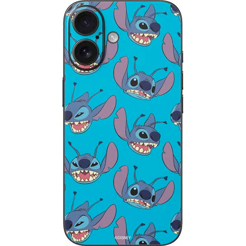 Disney Lilo and Stitch Face Expression Pattern iPhone 16 Skin