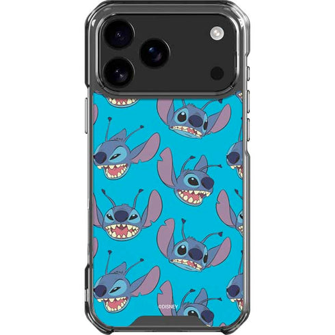 Disney Lilo and Stitch Face Expression Pattern iPhone 17 Pro Max Clear Case