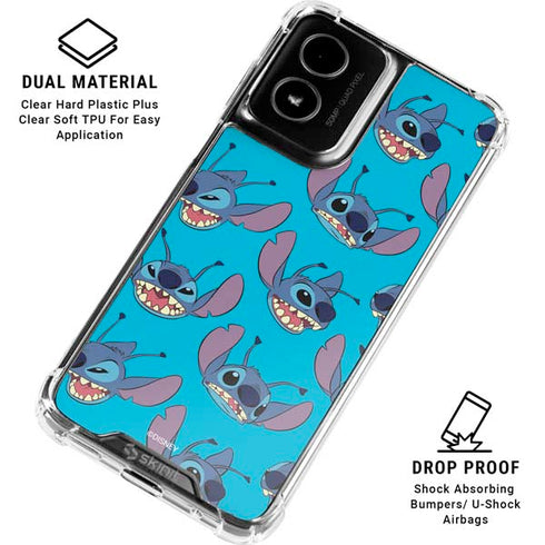 Disney Lilo and Stitch Face Expression Pattern Moto G Power 5G (2024) Clear Case