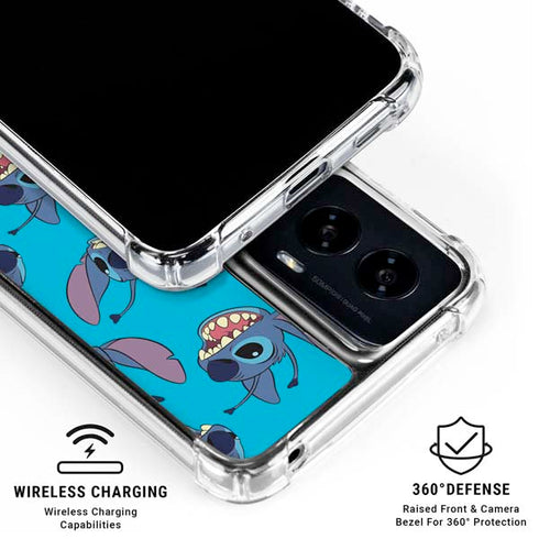 Disney Lilo and Stitch Face Expression Pattern Moto G Power 5G (2024) Clear Case