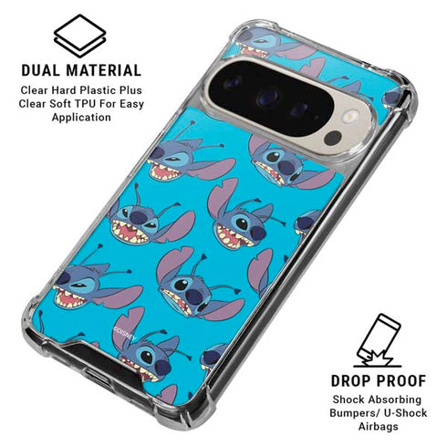 Disney Lilo and Stitch Face Expression Pattern Pixel 9 Pro XL Clear Case