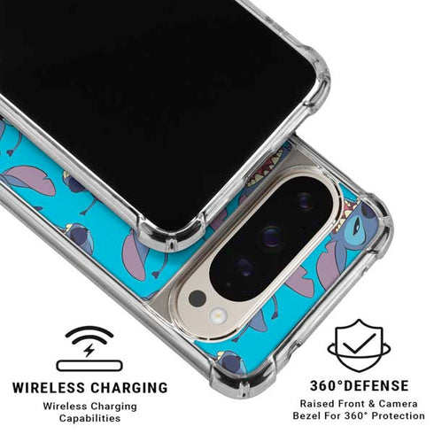 Disney Lilo and Stitch Face Expression Pattern Pixel 9 Pro XL Clear Case