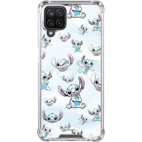 Disney Lilo and Stitch Pattern Galaxy A12 Clear Case