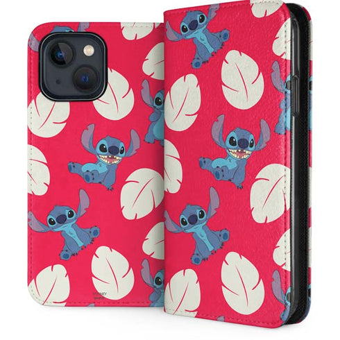 Disney Lilo and Stitch Character Pattern iPhone 15 Plus Folio Case