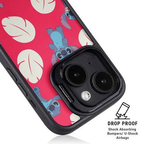Disney Lilo and Stitch Character Pattern iPhone 15 Plus Kickstand Case