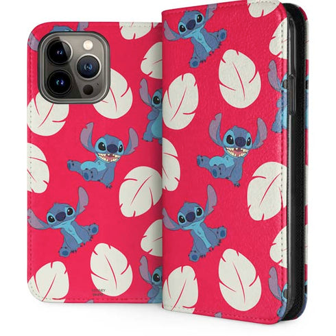 Disney Lilo and Stitch Character Pattern iPhone 15 Pro Max Folio Case