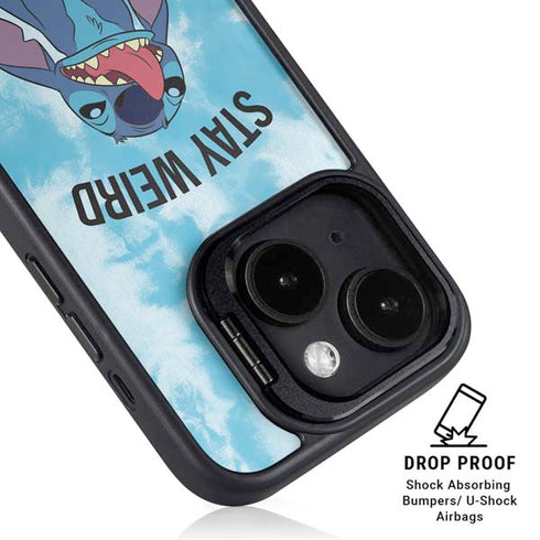 Disney Lilo and Stitch Stay Weird iPhone 15 Plus Kickstand Case