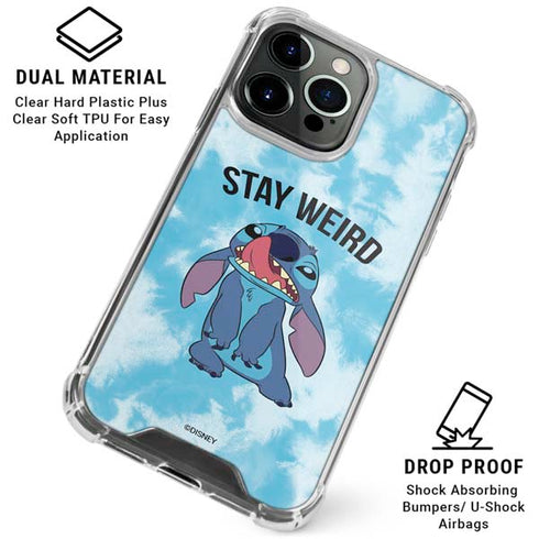 Disney Lilo and Stitch Stay Weird iPhone 16 Pro Max Clear Case