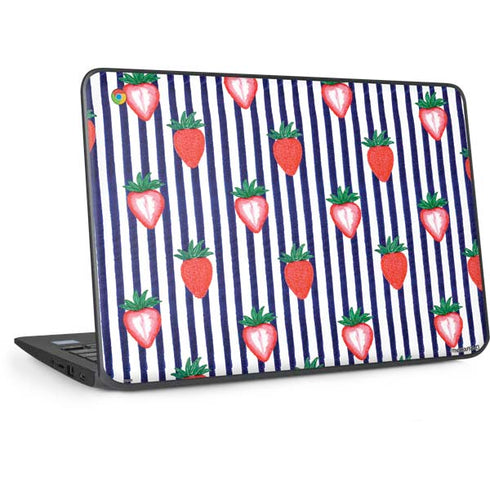 Bouffants and Broken Hearts Strawberries and Stripes HP Chromebook Skin