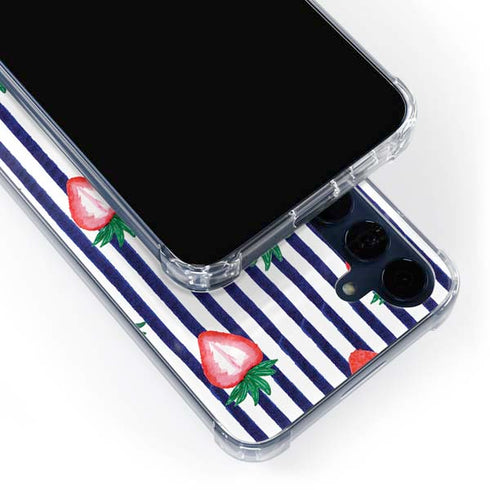 Bouffants and Broken Hearts Strawberries and Stripes Galaxy A55 5G Clear Case