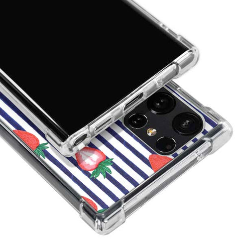Bouffants and Broken Hearts Strawberries and Stripes Galaxy S23 Ultra Clear Case
