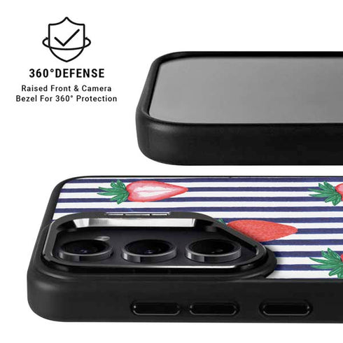 Bouffants and Broken Hearts Strawberries and Stripes Galaxy S25 Kickstand Case