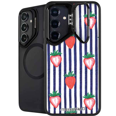 Bouffants and Broken Hearts Strawberries and Stripes Galaxy S24 Plus Kickstand Case
