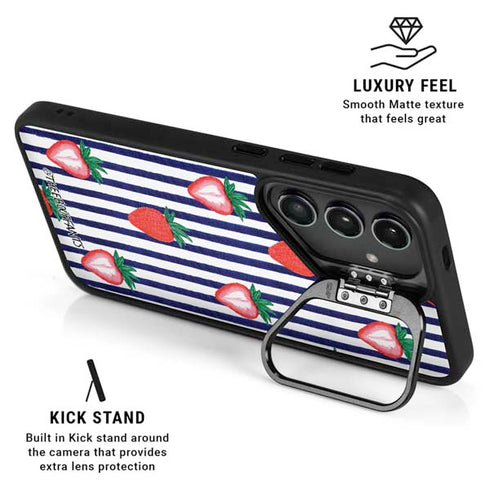 Bouffants and Broken Hearts Strawberries and Stripes Galaxy S24 Plus Kickstand Case