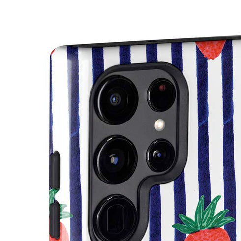 Bouffants and Broken Hearts Strawberries and Stripes Galaxy S25 Ultra Impact Case