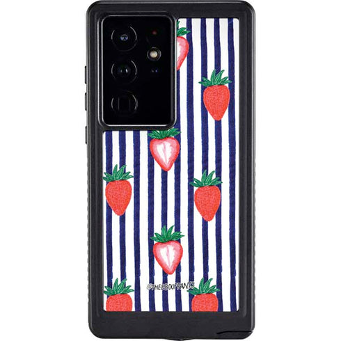 Bouffants and Broken Hearts Strawberries and Stripes Galaxy S24 Ultra Waterproof Case