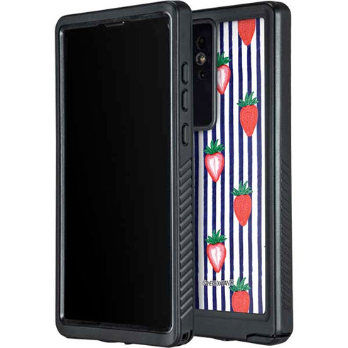 Bouffants and Broken Hearts Strawberries and Stripes Galaxy S24 Ultra Waterproof Case