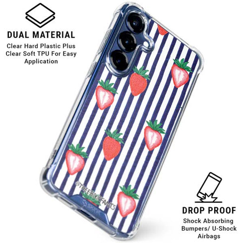Bouffants and Broken Hearts Strawberries and Stripes Galaxy S25 Clear Case