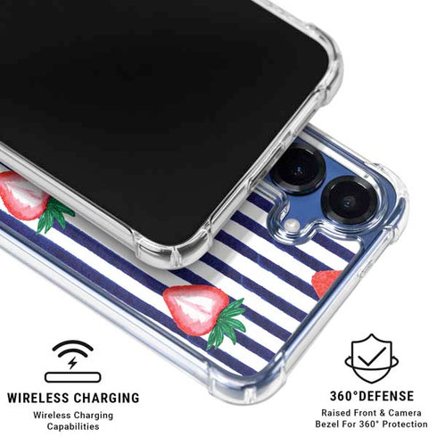 Bouffants and Broken Hearts Strawberries and Stripes Galaxy S25 Plus Clear Case