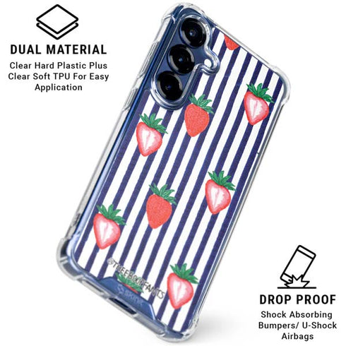 Bouffants and Broken Hearts Strawberries and Stripes Galaxy S25 Plus Clear Case