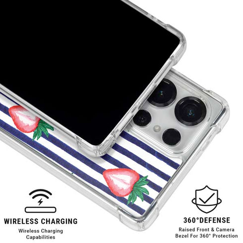 Bouffants and Broken Hearts Strawberries and Stripes Galaxy S25 Ultra Clear Case