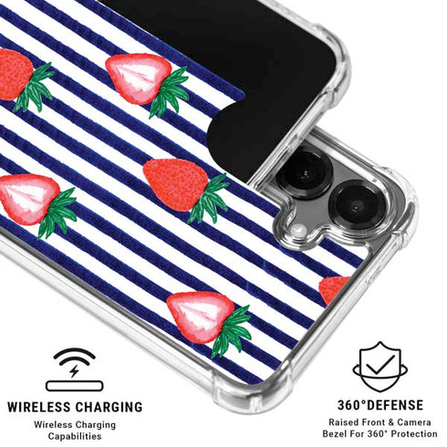 Bouffants and Broken Hearts Strawberries and Stripes Galaxy S26 Plus Clear Case