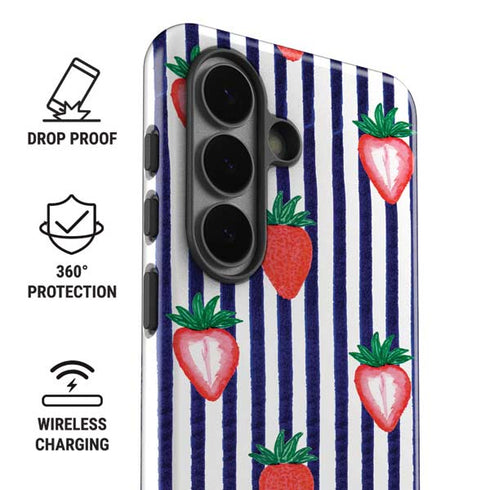 Bouffants and Broken Hearts Strawberries and Stripes Galaxy S26 Plus Impact Case
