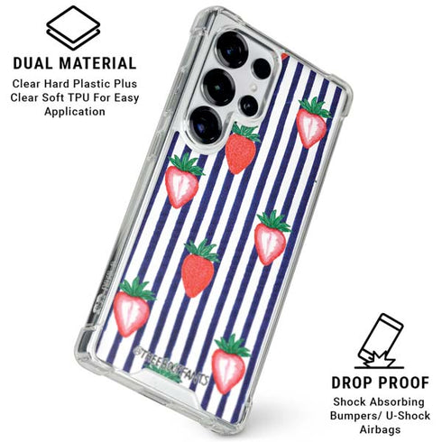 Bouffants and Broken Hearts Strawberries and Stripes Galaxy S26 Ultra Clear Case