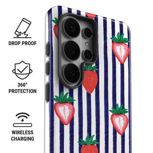 Bouffants and Broken Hearts Strawberries and Stripes Galaxy S26 Ultra Impact Case