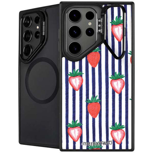 Bouffants and Broken Hearts Strawberries and Stripes Galaxy S26 Ultra Kickstand Case