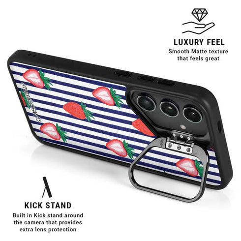 Bouffants and Broken Hearts Strawberries and Stripes Galaxy S26 Ultra Kickstand Case