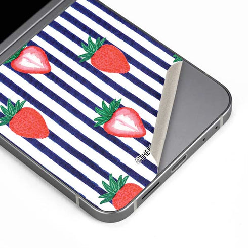 Bouffants and Broken Hearts Strawberries and Stripes Galaxy Z Flip6 Skin