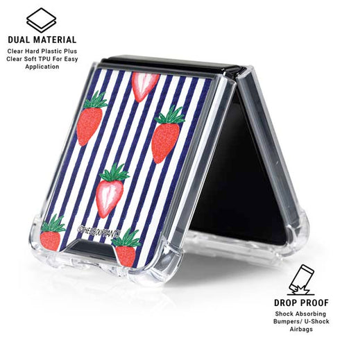 Bouffants and Broken Hearts Strawberries and Stripes Galaxy Z Flip6 Clear Case