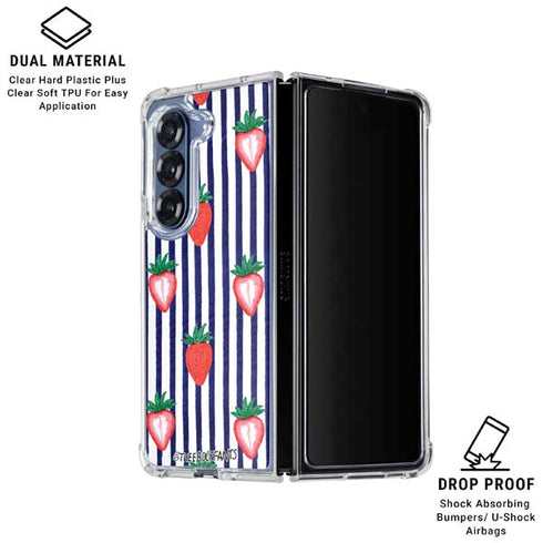 Bouffants and Broken Hearts Strawberries and Stripes Galaxy Z Fold6 Clear Case