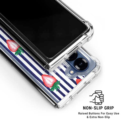 Bouffants and Broken Hearts Strawberries and Stripes Galaxy Z Fold6 Clear Case