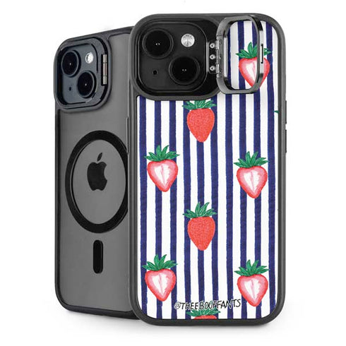 Bouffants and Broken Hearts Strawberries and Stripes iPhone 14 Kickstand Case