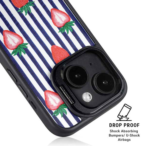 Bouffants and Broken Hearts Strawberries and Stripes iPhone 14 Kickstand Case