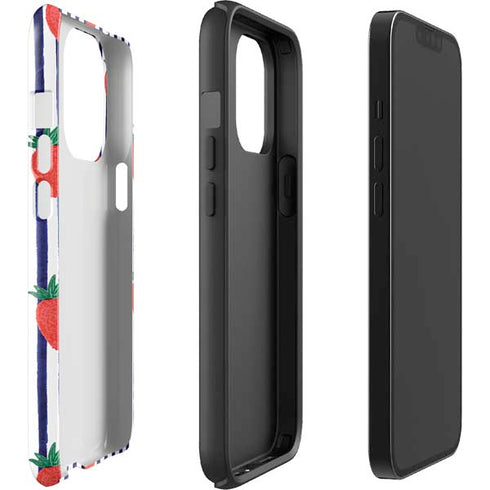 Bouffants and Broken Hearts Strawberries and Stripes iPhone 15 Pro Impact Case