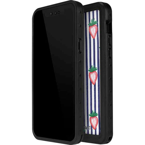 Bouffants and Broken Hearts Strawberries and Stripes iPhone 15 Pro Waterproof Case
