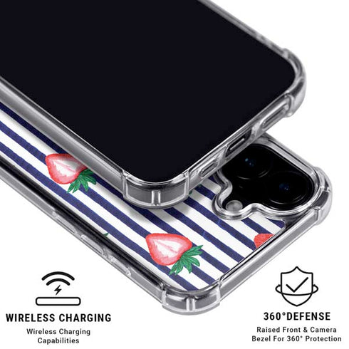Bouffants and Broken Hearts Strawberries and Stripes iPhone 16 Clear Case