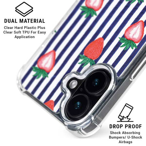 Bouffants and Broken Hearts Strawberries and Stripes iPhone 16 Clear Case